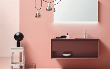 mobile bagno con cassetti rosso